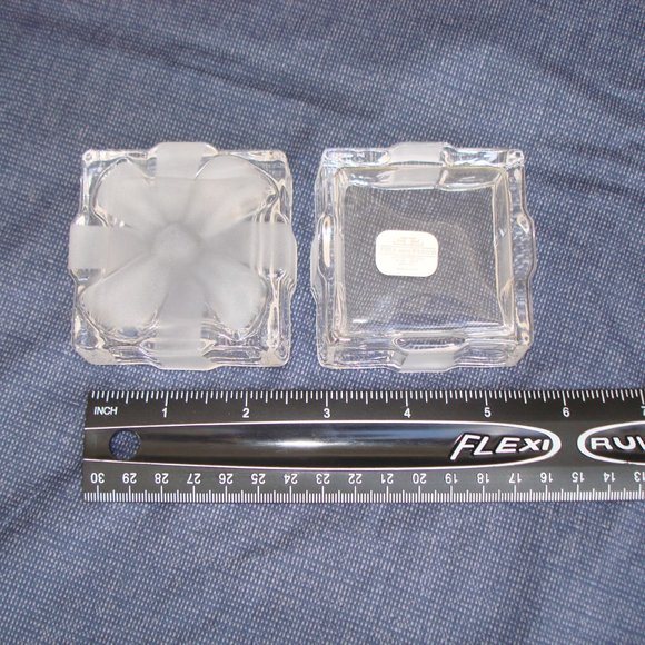 NEW Fitz & Floyd Frosted Bow Box Glass Crystal Trinket Dish - Picture 15 of 16
